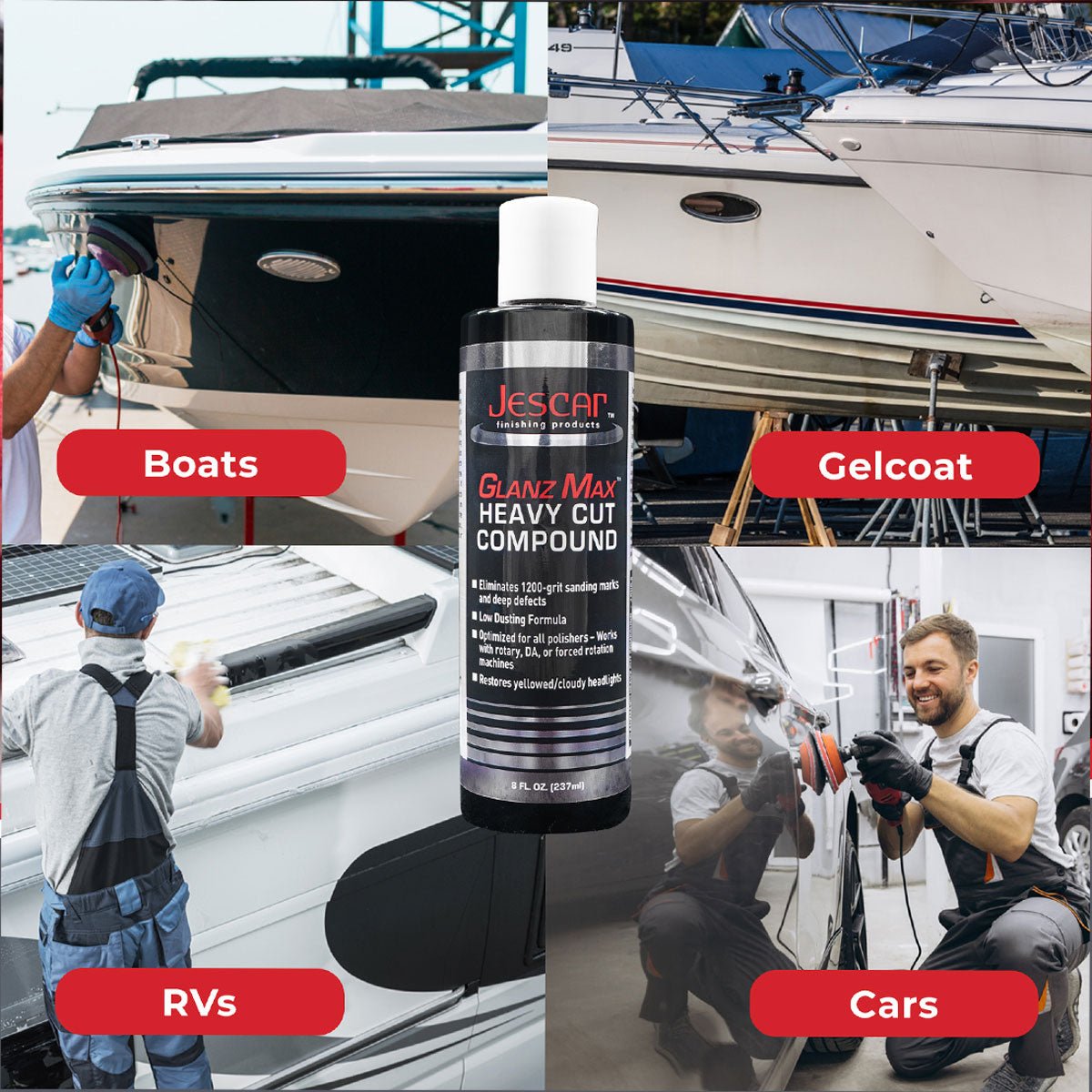 JESCAR GLANZMAX HEAVY CUT COMPOUND – FAST DEFECT REMOVAL, BODY SHOP SAFE - Jescar Finishing Products - J - GMHC - 8